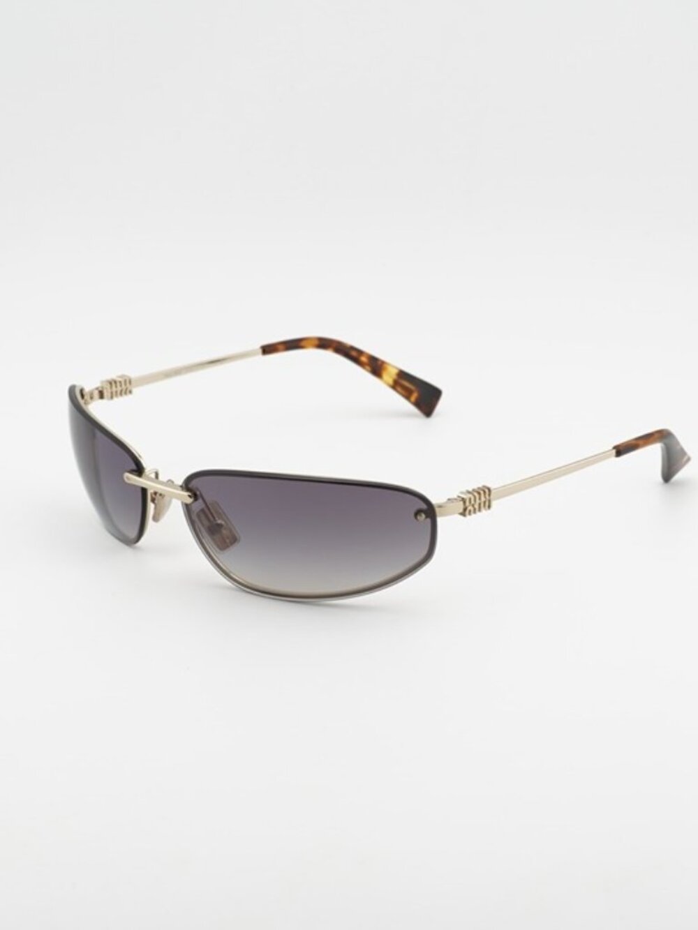 Miu Miu MUA50S ZVN30C Sunglasses Gold Rectangle Frame, Blue Mirror Silver Lenses